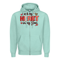 Seafoam i wear my heart on my sleeve Zipper Hoodie - MaliasSmallBusiness