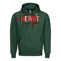 Sports Green i wear my heart on my sleeve Zipper Hoodie - MaliasSmallBusiness