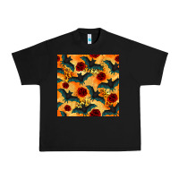 Black halloween bat and roses seamless pattern Urban Heavy Tee - BundleAndBundleShop