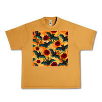 Peanut Butter halloween bat and roses seamless pattern Urban Heavy Tee - BundleAndBundleShop
