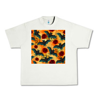 Halloween Bat And Roses Seamless Pattern Urban Heavy Tee | Teevron