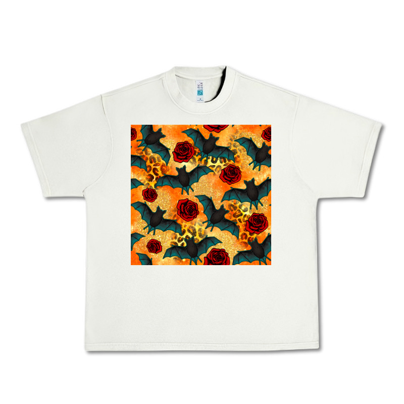 Halloween Bat And Roses Seamless Pattern Urban Heavy Tee by BundleAndBundleShop | Teevron