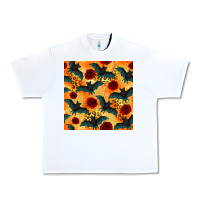 White halloween bat and roses seamless pattern Urban Heavy Tee - BundleAndBundleShop