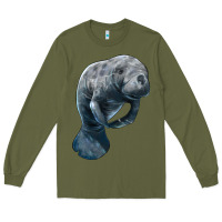 Army Green Manatee Illustrations Long Sleeve Tee - LillyAllenDesigns