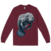 Burgundy Manatee Illustrations Long Sleeve Tee - LillyAllenDesigns