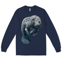Navy Manatee Illustrations Long Sleeve Tee - LillyAllenDesigns