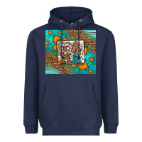 Navy Fall Autumn Leopard Serape Mama Heavyweight Hoodie - LillyAllenDesigns