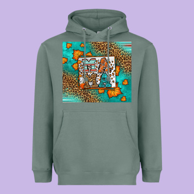 Fall Autumn Leopard Serape Mama Heavyweight Hoodie Designed By Lillyallendesigns