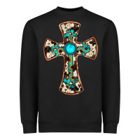 Black cowhide gemstone  cross Heavyweight Sweatshirt - JahusDesignShop