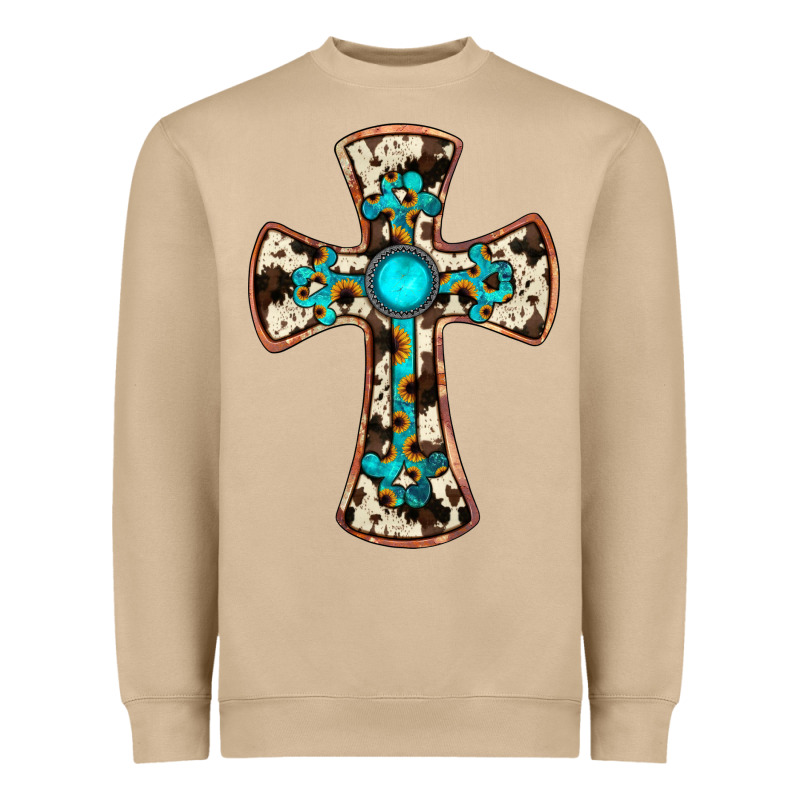 Cowhide Gemstone  Cross Heavyweight Sweatshirt by JahusDesignShop | Teevron