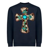 Navy cowhide gemstone  cross Heavyweight Sweatshirt - JahusDesignShop