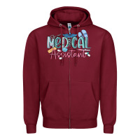 Burgundy medical assistant nurse Zipper Hoodie - MaliasSmallBusiness