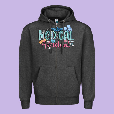 Medical Assistant Nurse Zipper Hoodie Designed By Maliassmallbusiness