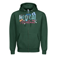 Sports Green medical assistant nurse Zipper Hoodie - MaliasSmallBusiness