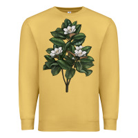 Antique Gold Magnolia Flower Illustrations Premium Sweatshirt - LillyAllenDesigns