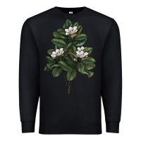 Black Magnolia Flower Illustrations Premium Sweatshirt - LillyAllenDesigns