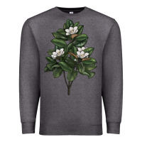 Charcoal Heather Magnolia Flower Illustrations Premium Sweatshirt - LillyAllenDesigns