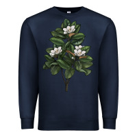 Navy Magnolia Flower Illustrations Premium Sweatshirt - LillyAllenDesigns