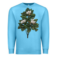 Ocean Blue Magnolia Flower Illustrations Premium Sweatshirt - LillyAllenDesigns
