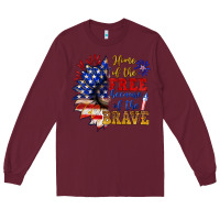 Burgundy home of the free because of the brave Long Sleeve Tee - NancyCooperArtShop