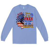 Colony Blue home of the free because of the brave Long Sleeve Tee - NancyCooperArtShop
