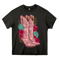 Asphalt floral cowgirl boots Heavy Core Tee - texasbilliewilder