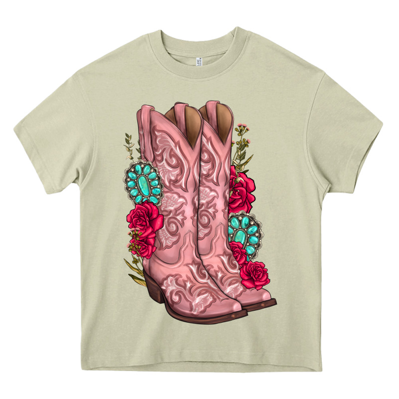 Floral Cowgirl Boots Heavy Core Tee by texasbilliewilder | Teevron