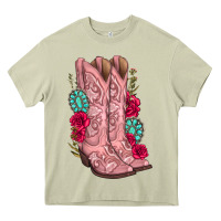 Mossy floral cowgirl boots Heavy Core Tee - texasbilliewilder