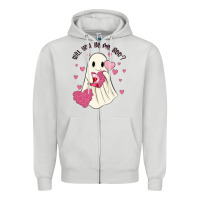 Dove Grey will you be my boo Zipper Hoodie - MaliasSmallBusiness