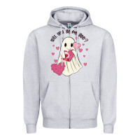 Heather Grey will you be my boo Zipper Hoodie - MaliasSmallBusiness
