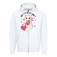 White will you be my boo Zipper Hoodie - MaliasSmallBusiness