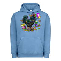 Pigment Pebble Blue mardi gras chicken Urban Hoodie - CowGirlArtShop