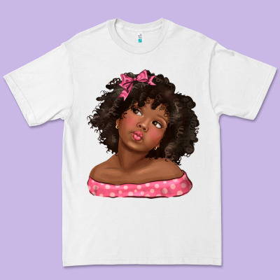 Premium Tee afro black girlchild kiss with bow