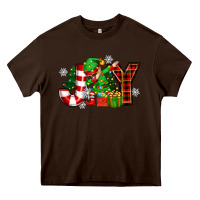 Chocolate Brown christmas joy elf Heavy Core Tee - Zillion Design Studio