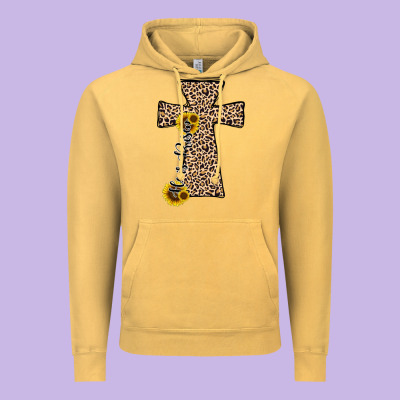 He Is Risen Leopard Cross Vintage Hoodie Designed By Jahusdesignshop