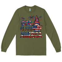 Army Green god bless america Long Sleeve Tee - NancyCooperArtShop