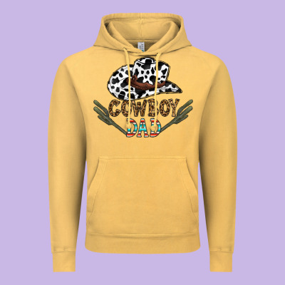 Cowboy Dad Vintage Hoodie Designed By Cowhidedigitalart