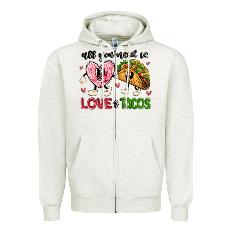 All You Need Is Love And Tacos Zipper Hoodie by MaliasSmallBusiness | Teevron