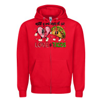 Red all you need is love and tacos Zipper Hoodie - MaliasSmallBusiness