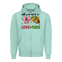 Seafoam all you need is love and tacos Zipper Hoodie - MaliasSmallBusiness