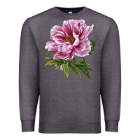 Charcoal Heather Peony Flower Illustrations Premium Sweatshirt - LillyAllenDesigns