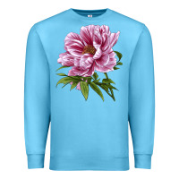 Ocean Blue Peony Flower Illustrations Premium Sweatshirt - LillyAllenDesigns