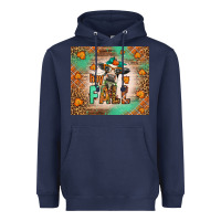 Navy Western Hay Fall Cow Heavyweight Hoodie - LillyAllenDesigns