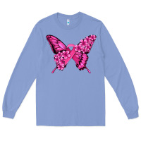 Colony Blue pink ribbon breast cancer butterfly Long Sleeve Tee - Jasminsmagicworld