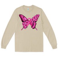 Mushroom pink ribbon breast cancer butterfly Long Sleeve Tee - Jasminsmagicworld