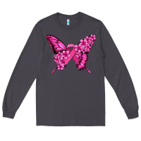 Smoke pink ribbon breast cancer butterfly Long Sleeve Tee - Jasminsmagicworld