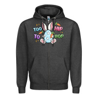Charcoal Heather too hip to hop easter Zipper Hoodie - MaliasSmallBusiness