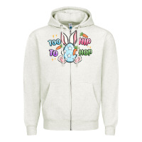 Oatmeal Heather too hip to hop easter Zipper Hoodie - MaliasSmallBusiness