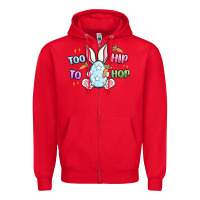 Red too hip to hop easter Zipper Hoodie - MaliasSmallBusiness