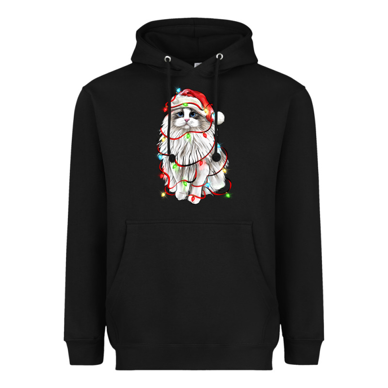 Christmas Ragdoll Cat Heavyweight Hoodie by LillyAllenDesigns | Teevron